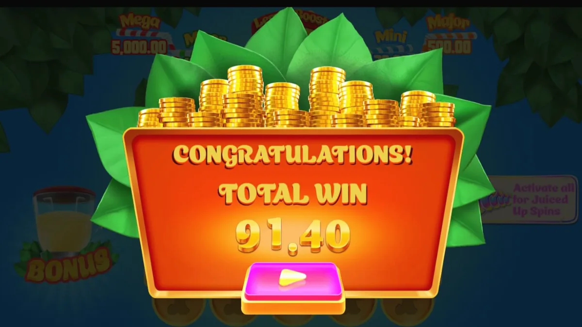 Lucky Lemons 2 Juiced Up slot game screen with vibrant citrus theme